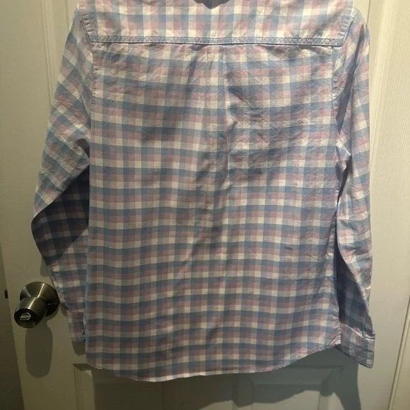 LL Bean Half Button Pullover Hidden Women's Plaid Shirt Size Small 100% Cotton - Picture 6 of 6